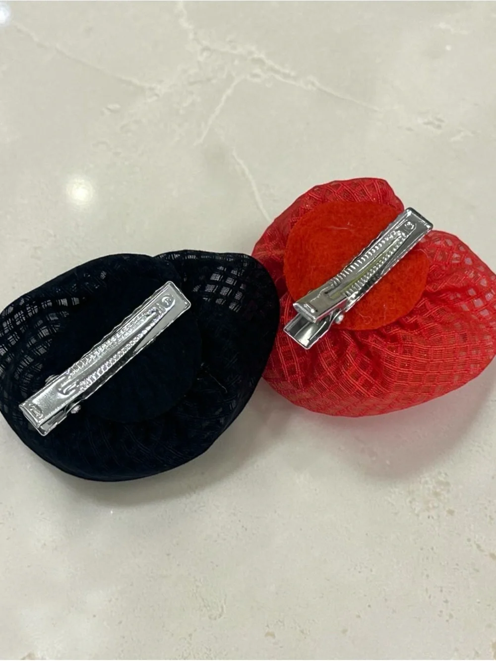 NWT Free People Mesh Floral Clip Duo in Red/Black